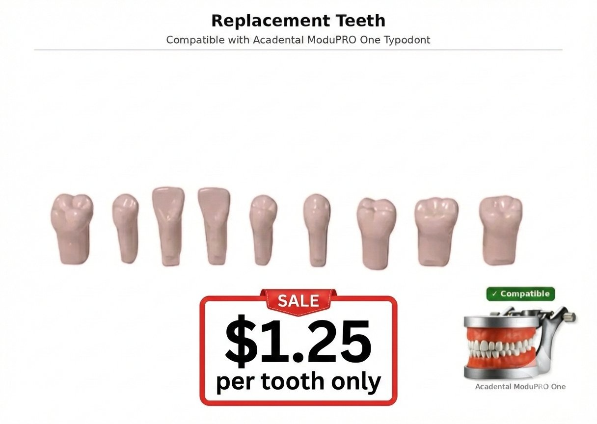 Replacement Teeth, Compatible with Acadental ModuPRO One Typodont (Made in China)