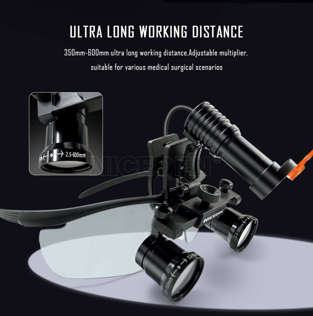 Dental Surgical Loupes With LED Light and Battery (3.5X/2.5X Adjustable)