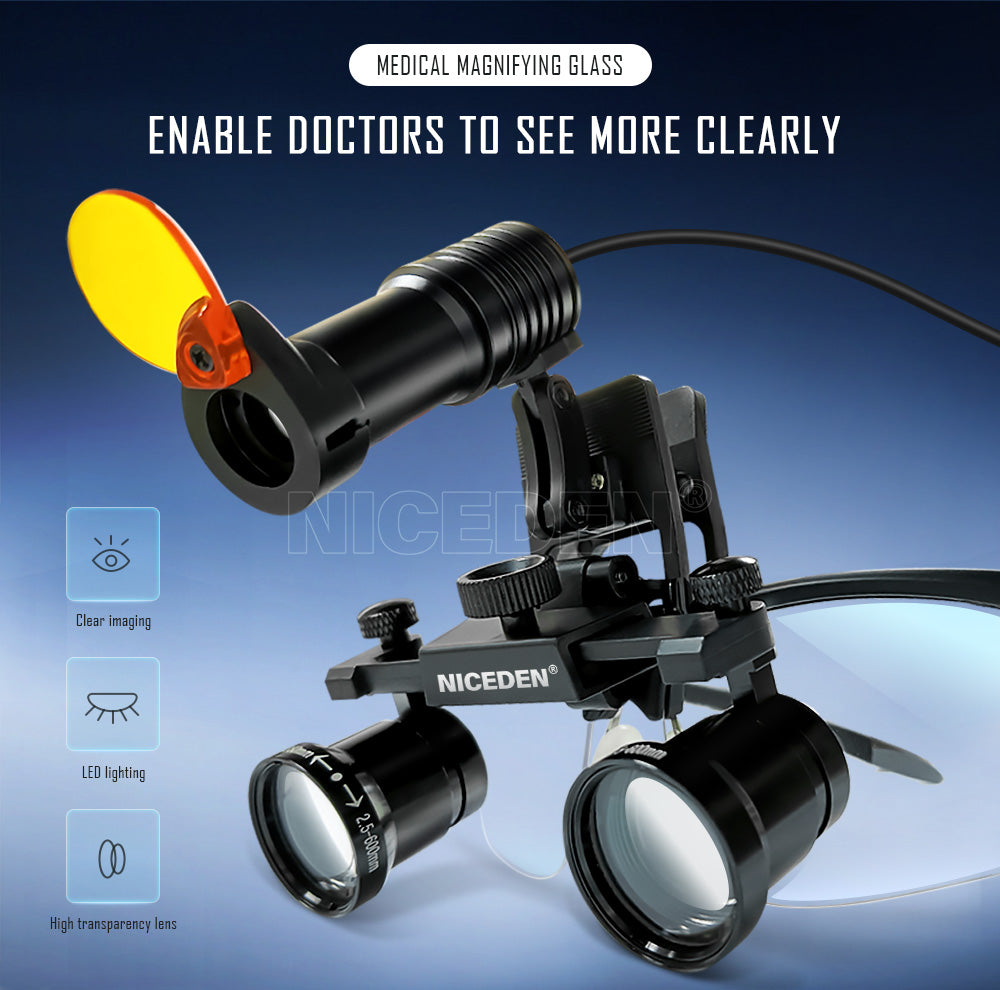 Dental Surgical Loupes With LED Light and Battery (3.5X/2.5X Adjustable)