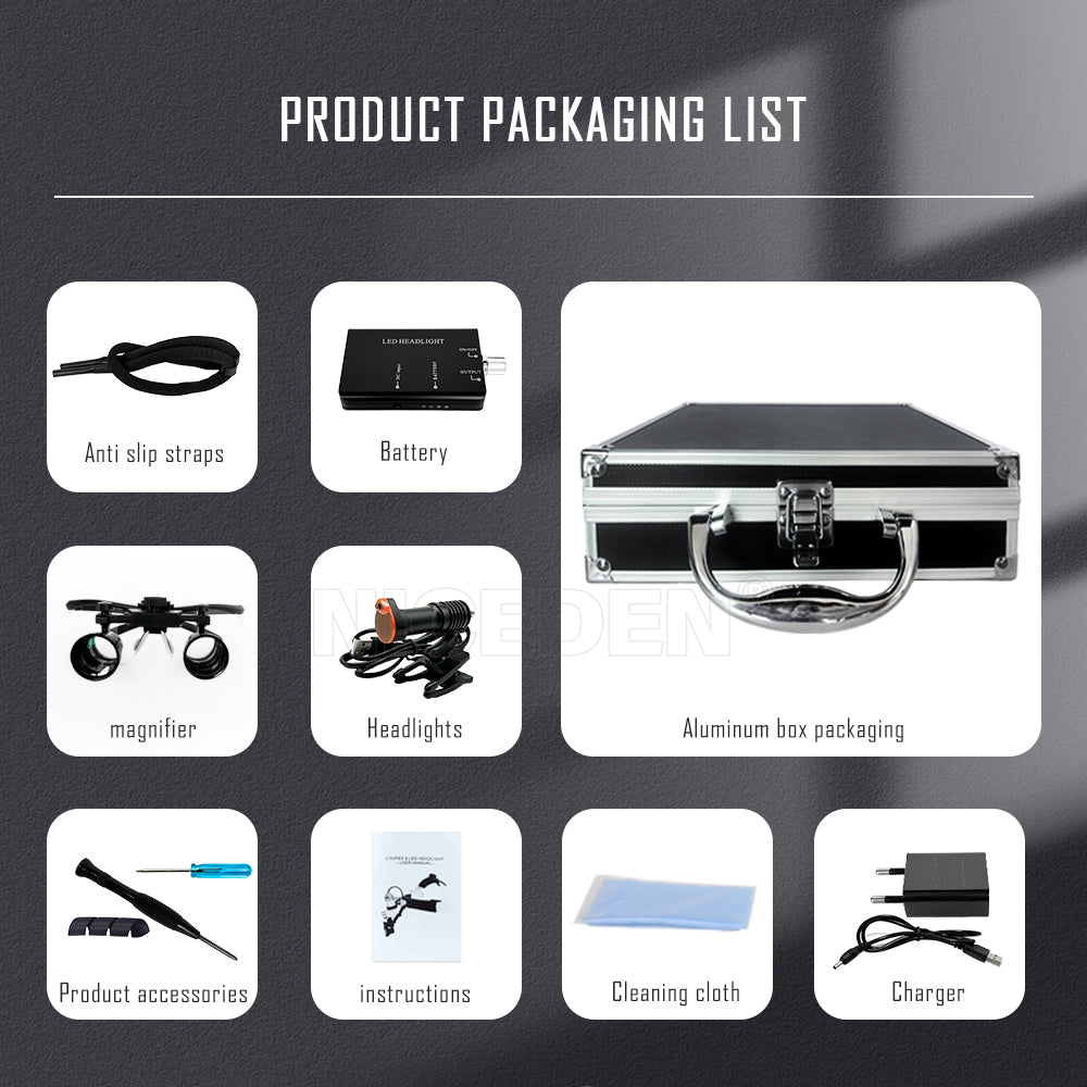 Dental Surgical Loupes With LED Light and Battery (3.5X/2.5X Adjustable)